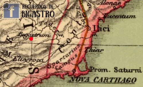 Mapa del s. XIX con la localización correcta de Begastrum